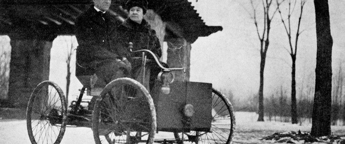 Mr & Mrs Henry Ford in his first car