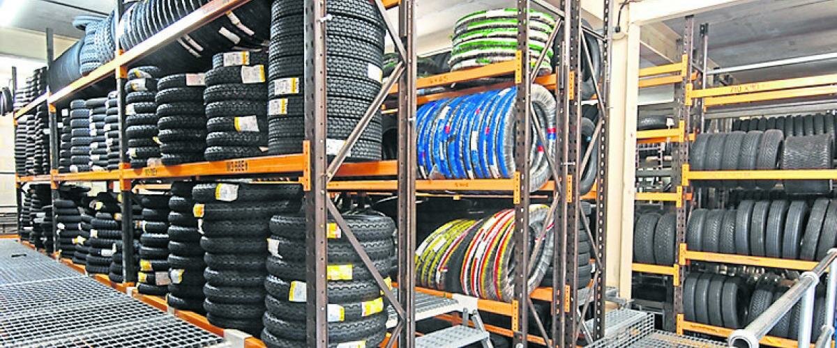 Interior of part of the tyre store at Beaulieu.